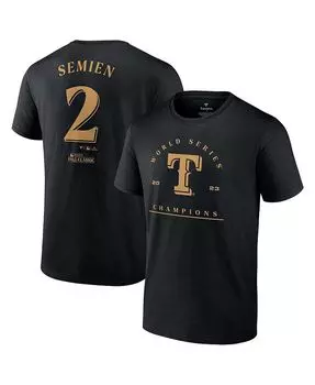 Мужская черная футболка с именем и номером чемпионов Мировой серии Texas Rangers Marcus Semien 2023 Fanatics, черный