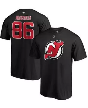 Мужская черная футболка с именем и номером Jack Hughes New Jersey Devils Authentic Stack Fanatics, черный