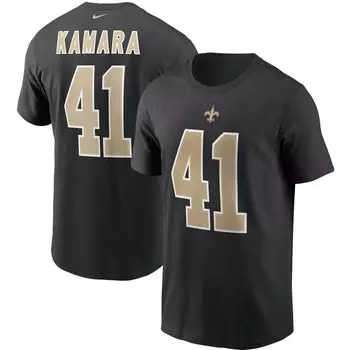 Мужская черная футболка с именем и номером Alvin Kamara New Orleans Saints Nike