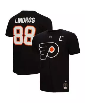Мужская черная футболка с именем и номером Eric Lindros Philadelphia Flyers Mitchell & Ness