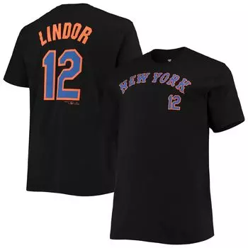 Мужская черная футболка с именем и номером Francisco Lindor New York Mets Big & Tall