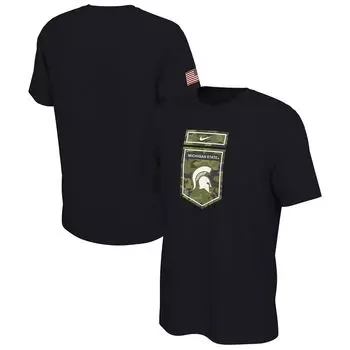 Мужская черная футболка с камуфляжным принтом Nike Michigan State Spartans Veterans