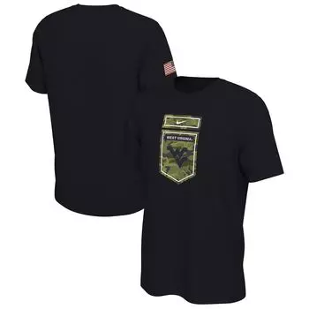 Мужская черная футболка с камуфляжным принтом Nike West Virginia Mountaineers Veterans