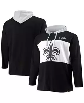 Мужская черная футболка с капюшоном и длинным рукавом с логотипом new orleans saints big &amp; tall Fanatics, черный