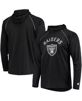 Мужская черная футболка с капюшоном и длинными рукавами las vegas raiders raglan с капюшоном Starter, черный
