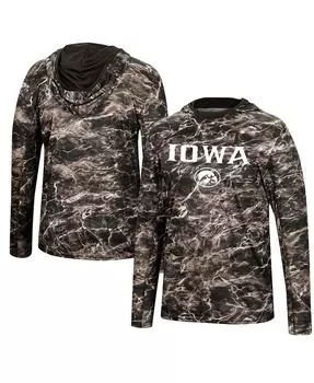Мужская черная футболка с капюшоном iowa hawkeyes mossy oak spf 50 performance с длинным рукавом Colosseum, черный