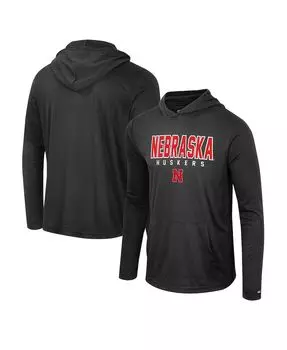 Мужская черная футболка с капюшоном nebraska huskers team color rival с длинным рукавом Colosseum, черный