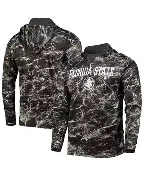 Мужская черная футболка с капюшоном с длинным рукавом florida state seminoles mossy oak spf 50 performance Colosseum, черный