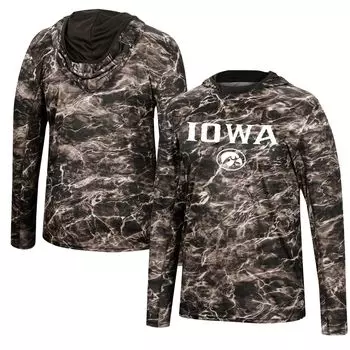 Мужская черная футболка с капюшоном с длинными рукавами Iowa Hawkeyes Mossy Oak Colosseum