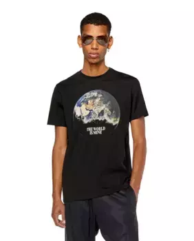 Мужская черная футболка с коротким рукавом Diesel, черный