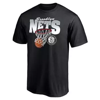 Мужская черная футболка с логотипом Brooklyn Nets в пол в пол Fanatics