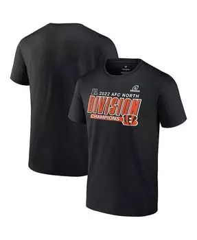 Мужская черная футболка с логотипом Cincinnati Bengals 2022 AFC North Division Champions Divide and Conquer Big and Tall Fanatics, черный