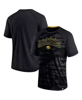 Мужская черная футболка с логотипом Iowa Hawkeyes Arch Outline реглан Fanatics, черный