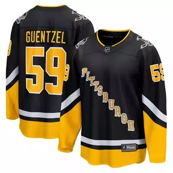Мужская черная футболка с логотипом Jake Guentzel Pittsburgh Penguins 2021/22, альтернативная футболка отколовшегося премьер-министра Fanatics