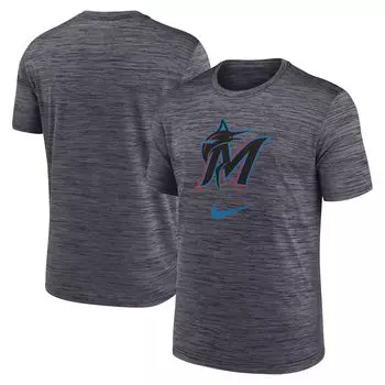 Мужская черная футболка с логотипом Miami Marlins Velocity Performance Nike