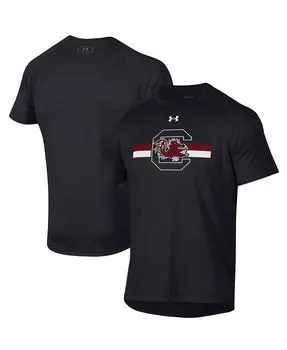 Мужская черная футболка с логотипом south carolina gamecocks performance raglan Under Armour, черный