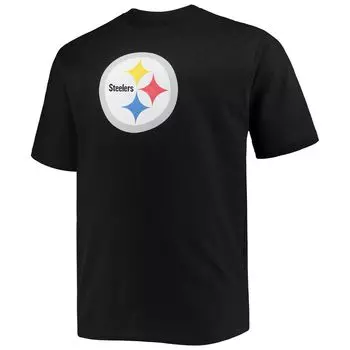 Мужская черная футболка с логотипом TJ Watt Pittsburgh Steelers Big & Tall с именем и номером игрока Fanatics