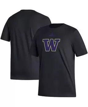 Мужская черная футболка с логотипом Washington Huskies Fresh Adidas, черный