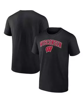 Мужская черная футболка с логотипом Wisconsin Badgers Campus Fanatics, черный