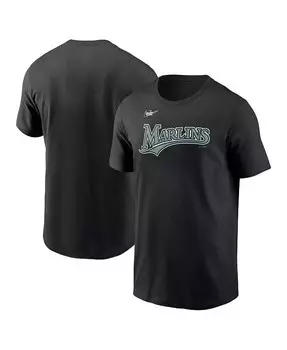 Мужская черная футболка с надписью Florida Marlins Cooperstown Nike, черный
