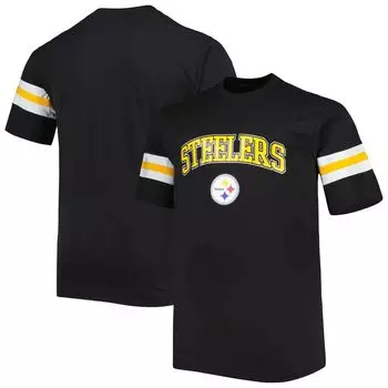 Мужская черная футболка с полосками на рукавах Pittsburgh Steelers
