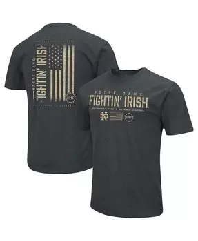 Мужская черная футболка с принтом Notre Dame Fighting Irish OHT в стиле милитари 2.0 Colosseum