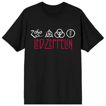 Мужская черная футболка с рисунком Led Zeppelin Icon Licensed Character, черный
