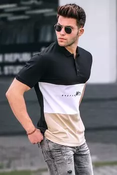 Мужская черная футболка с воротником-поло 5819 MADMEXT