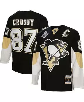 Мужская черная футболка Сидни Кросби Pittsburgh Penguins 2008 Blue Line Player Mitchell & Ness, черный