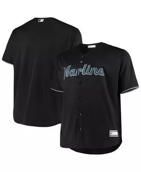 Мужская черная футболка team miami marlins big and tall replica team Profile, черный