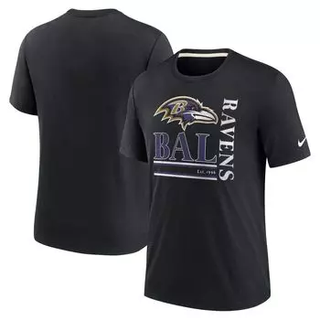 Мужская черная футболка Tri-Blend с логотипом Baltimore Ravens Wordmark Nike
