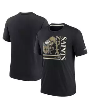 Мужская черная футболка Tri-Blend с логотипом New Orleans Saints Nike