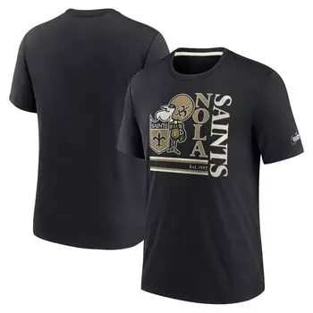 Мужская черная футболка Tri-Blend с логотипом New Orleans Saints Nike