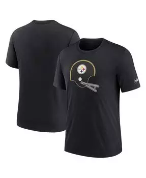 Мужская черная футболка Tri-Blend с логотипом Pittsburgh Steelers Rewind Logo Nike