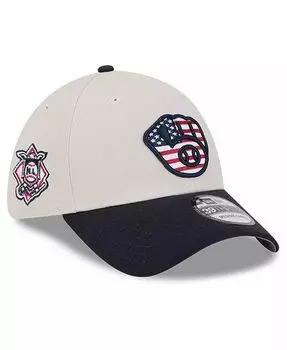 Мужская черная гибкая кепка Milwaukee Brewers 2024 Четвертое июля 39THIRTY New Era, бежевый