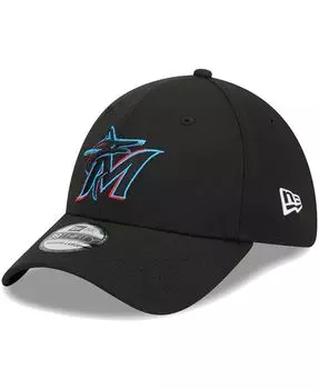 Мужская черная гибкая кепка с логотипом Miami Marlins 39THIRTY New Era