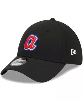 Мужская черная гибкая шляпа с логотипом Atlanta Braves 39THIRTY New Era
