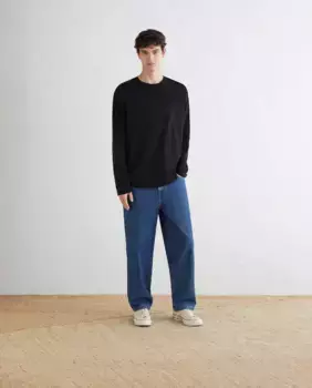 Мужская черная хлопковая футболка BCI с длинными рукавами Green Coast, черный