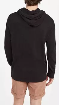 Мужская черная хлопковая толстовка с капюшоном Flame Hoodie Slubbed Rag & Bone, черный