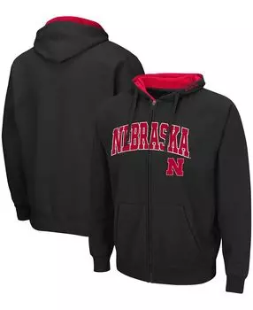 Мужская черная худи nebraska huskers arch logo 3.0 с молнией во всю длину Colosseum, черный