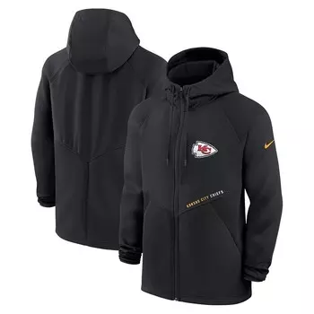 Мужская черная худи с молнией во всю длину Nike Kansas City Chiefs Spacer Raglan Performance, цвет Chf Black