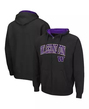 Мужская черная худи washington huskies arch logo 3.0 с молнией во всю длину Colosseum, черный