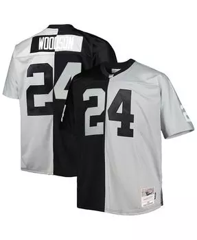 Мужская черная и серебряная футболка Charles Woodson Las Vegas Raiders Big and Tall Split Legacy Retired Player Replica Джерси Mitchell & Ness, черный
