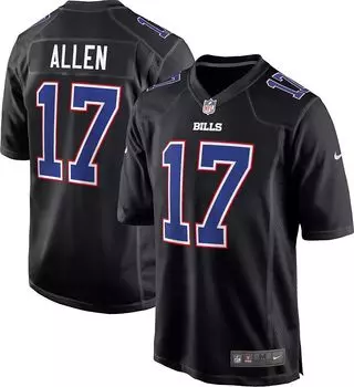 Мужская черная игровая майка Nike Buffalo Bills Josh Allen #17