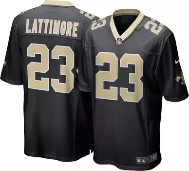Мужская черная игровая майка Nike New Orleans Saints Marshon Lattimore #23