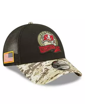 Мужская черная камуфляжная кепка Tampa Bay Buccaneers 2022 Salute To Service 9FORTY Snapback Trucker Hat New Era