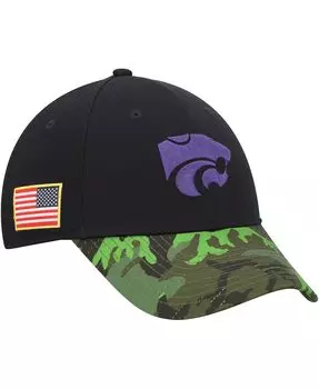 Мужская черная камуфляжная регулируемая кепка Kansas State Wildcats Veterans Day 2Tone Legacy91 Nike