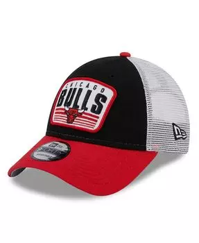 Мужская черная кепка Chicago Bulls с двухцветной нашивкой 9FORTY Trucker Snapback New Era