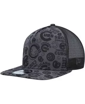 Мужская черная кепка Chicago Cubs с А-образным вырезом 9FIFTY Trucker Snapback New Era