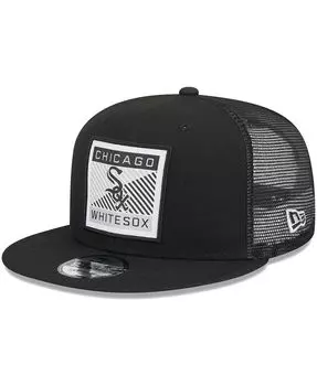 Мужская черная кепка Chicago White Sox Scratch Squared Trucker 9FIFTY Snapback New Era